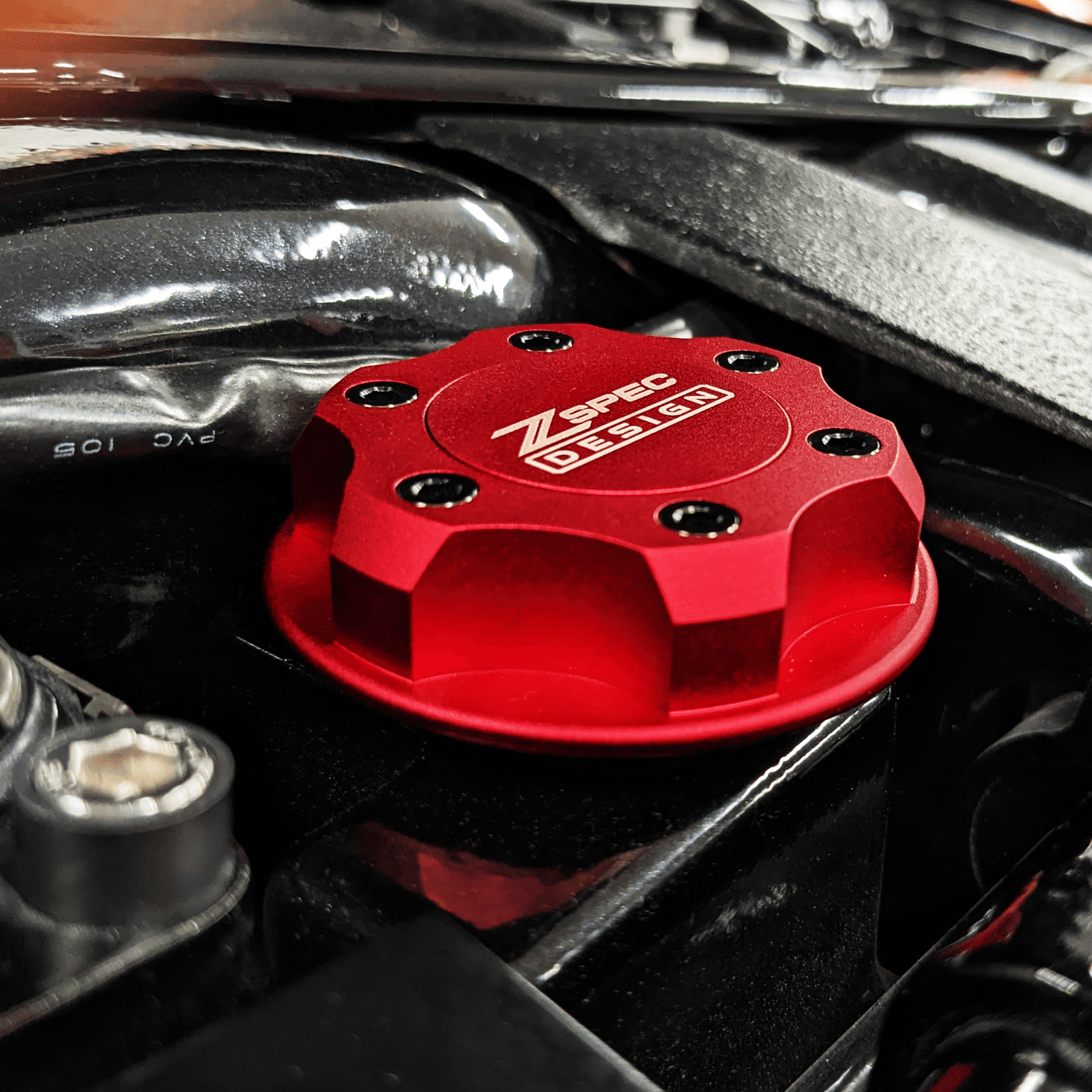 ZSPEC Billet Oil Filler Cap for Nissan/Infiniti/Datsun, Red Cap w/ Titanium Accents - ZSD-386305-ZSD-386312-ZSD-386329-ZSD-386336-ZSD-386343-  DRIVEN - 5