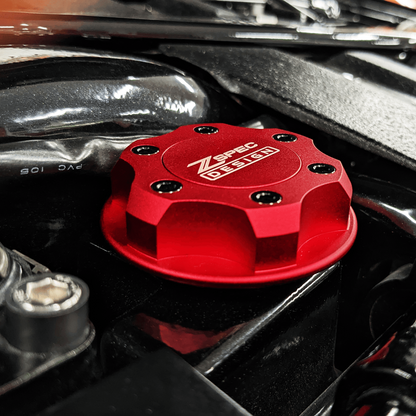 ZSPEC Billet Oil Filler Cap for Nissan/Infiniti/Datsun, Red Cap w/ Titanium Accents - ZSD-386305-ZSD-386312-ZSD-386329-ZSD-386336-ZSD-386343-  DRIVEN - 5