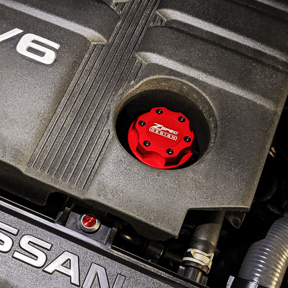 ZSPEC Billet Oil Filler Cap for Nissan/Infiniti/Datsun, Red Cap w/ Titanium Accents - ZSD-386305-ZSD-386312-ZSD-386329-ZSD-386336-ZSD-386343-  DRIVEN - 9