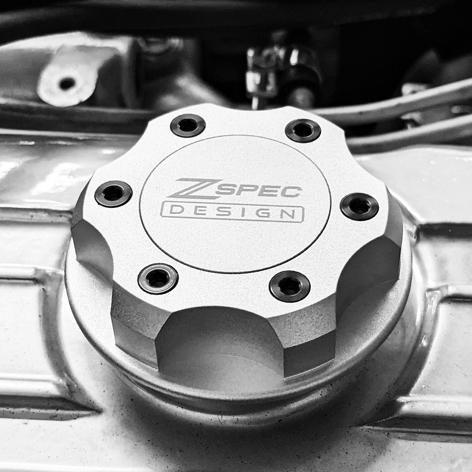 ZSPEC Billet Oil Filler Cap for Nissan/Infiniti/Datsun, Silver Cap w/ Titanium Accents - ZSD-386367-ZSD-386374-ZSD-386381-ZSD-386398-ZSD-386404-  DRIVEN - 1
