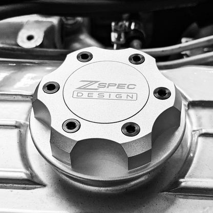 ZSPEC Billet Oil Filler Cap for Nissan/Infiniti/Datsun, Silver Cap w/ Titanium Accents - ZSD-386367-ZSD-386374-ZSD-386381-ZSD-386398-ZSD-386404-  DRIVEN - 1