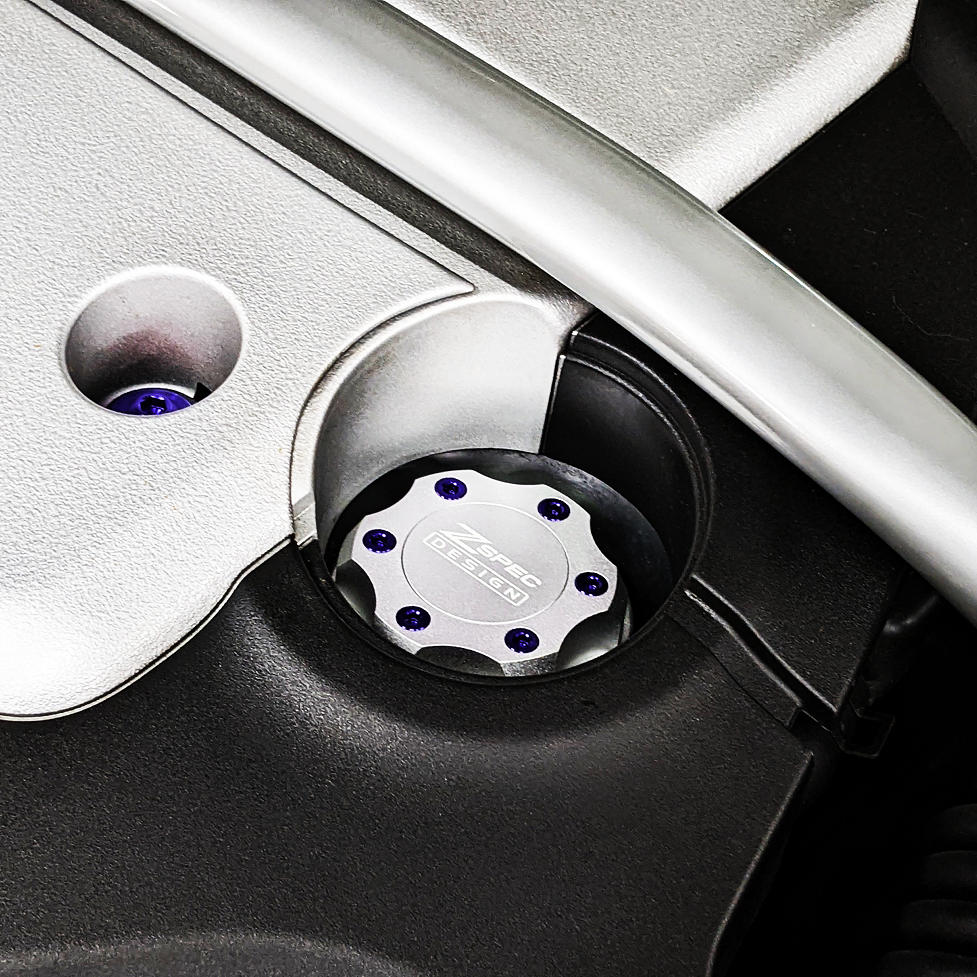 ZSPEC Billet Oil Filler Cap for Nissan/Infiniti/Datsun, Silver Cap w/ Titanium Accents - ZSD-386367-ZSD-386374-ZSD-386381-ZSD-386398-ZSD-386404-  DRIVEN - 3