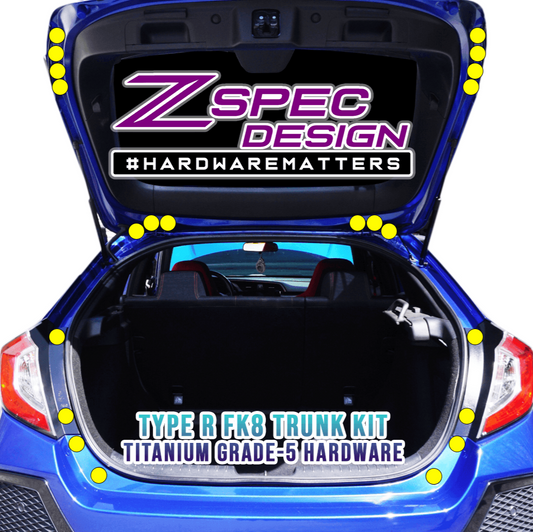 ZSPEC Dress Up Bolts® Trunk Fastener Kit for the Civic FK8 Type R, Titanium - ZSD-203534-ZSD-203541-ZSD-203558-ZSD-203565-ZSD-203572-  DRIVEN - 1