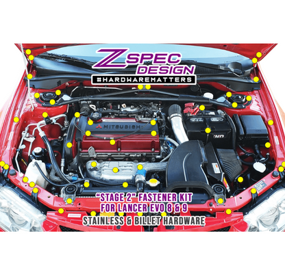 ZSPEC Stage-2 Dress Up Bolts® Fastener Kit for Mitsubishi EVO 8 & 9, Stainless & Billet - ZSD-374425-ZSD-374432-ZSD-374449-ZSD-374456-ZSD-374463-  DRIVEN - 1