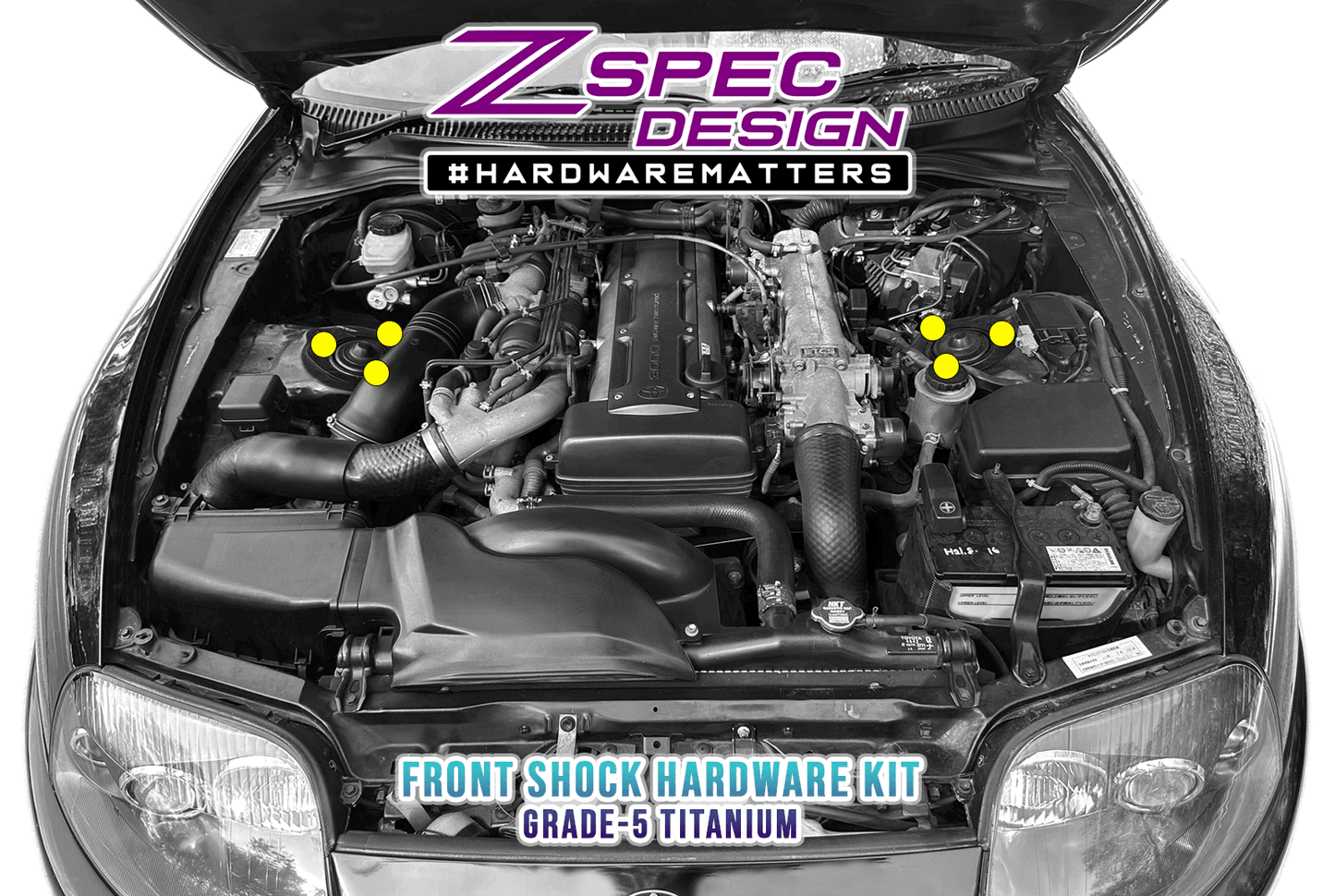 ZSPEC Front Shocks Fastener Kit for '93-02 Toyota Supra MKIV, Titanium - ZSD-201479-ZSD-201486-ZSD-201493-ZSD-201509-ZSD-201516-  DRIVEN - 1