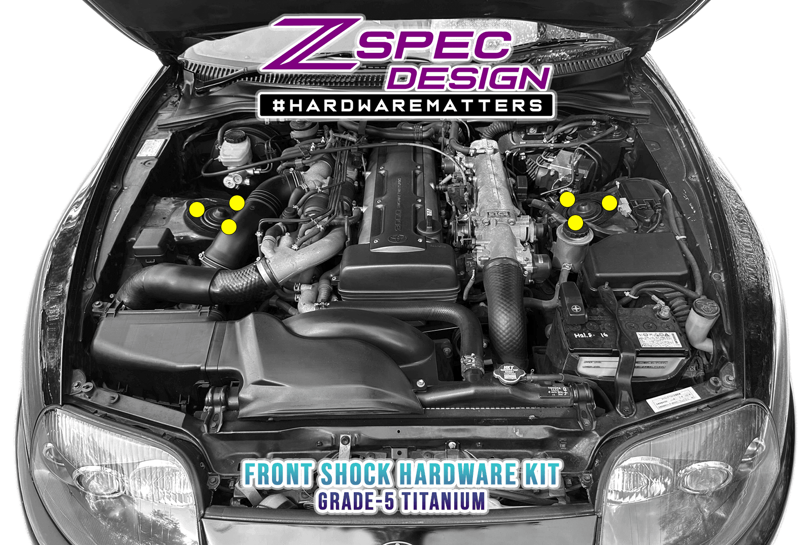 ZSPEC Front Shocks Fastener Kit for '93-02 Toyota Supra MKIV, Titanium - ZSD-201479-ZSD-201486-ZSD-201493-ZSD-201509-ZSD-201516-  DRIVEN - 1