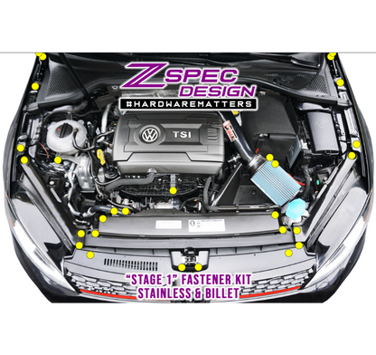 ZSPEC Stage-1 Dress Up Bolts® Fastener Kit for '15+ VW Golf GTI 2.0L MK7, Stainless & Billet - ZSD-568145-ZSD-568152-ZSD-568169-ZSD-568176-ZSD-568183-  DRIVEN - 1