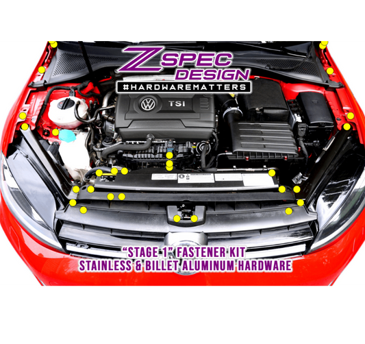 ZSPEC Stage-1 Dress Up Bolts® Fastener Kit for '15+ VW Golf R MK7, Stainless & Billet - ZSD-564635-ZSD-564642-ZSD-564659-ZSD-564666-ZSD-564673-  DRIVEN - 1