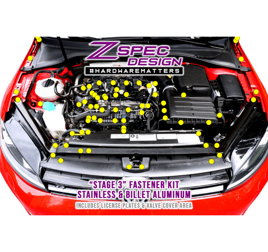 ZSPEC Stage-3 Dress Up Bolts® Fastener Kit for '15+ VW Golf R MK7, Stainless & Billet - ZSD-190049-ZSD-190056-ZSD-190063-ZSD-190070-ZSD-190087-  DRIVEN - 1