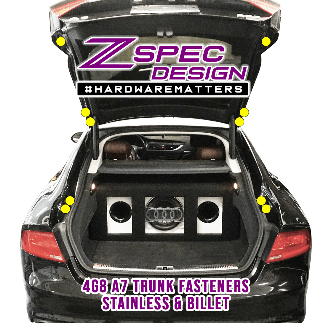 ZSPEC Dress Up Bolts® Trunk Fastener Kit for '12-18 Audi A7 4G8 3.0L, Stainless & Billet - ZSD-011061-ZSD-011078-ZSD-011085-ZSD-011092-ZSD-011108-  DRIVEN - 1