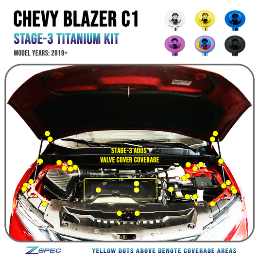 ZSPEC Stage-3 Dress Up Bolts® Fastener Kit for '19+ Chevy Blazer C1, Grade-5 Titanium - ZSD-574863-ZSD-574870-ZSD-574887-ZSD-574894-ZSD-574900-  DRIVEN - 1