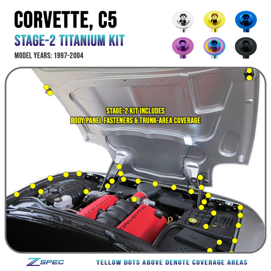 ZSPEC Stage-2 Dress Up Bolts® Fastener Kit, '97-04 C5 Corvette 5.7L LS6, Titanium - ZSD-201738-ZSD-201745-ZSD-201752-ZSD-201769-ZSD-201776-  DRIVEN - 1