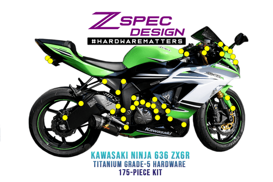 ZSPEC Titanium Dress Up Bolts® Fastener Kit for the Kawasaki Ninja 636 ZX6R - ZSD-204081-ZSD-204098-ZSD-204104-ZSD-204111-ZSD-204128-  DRIVEN - 1