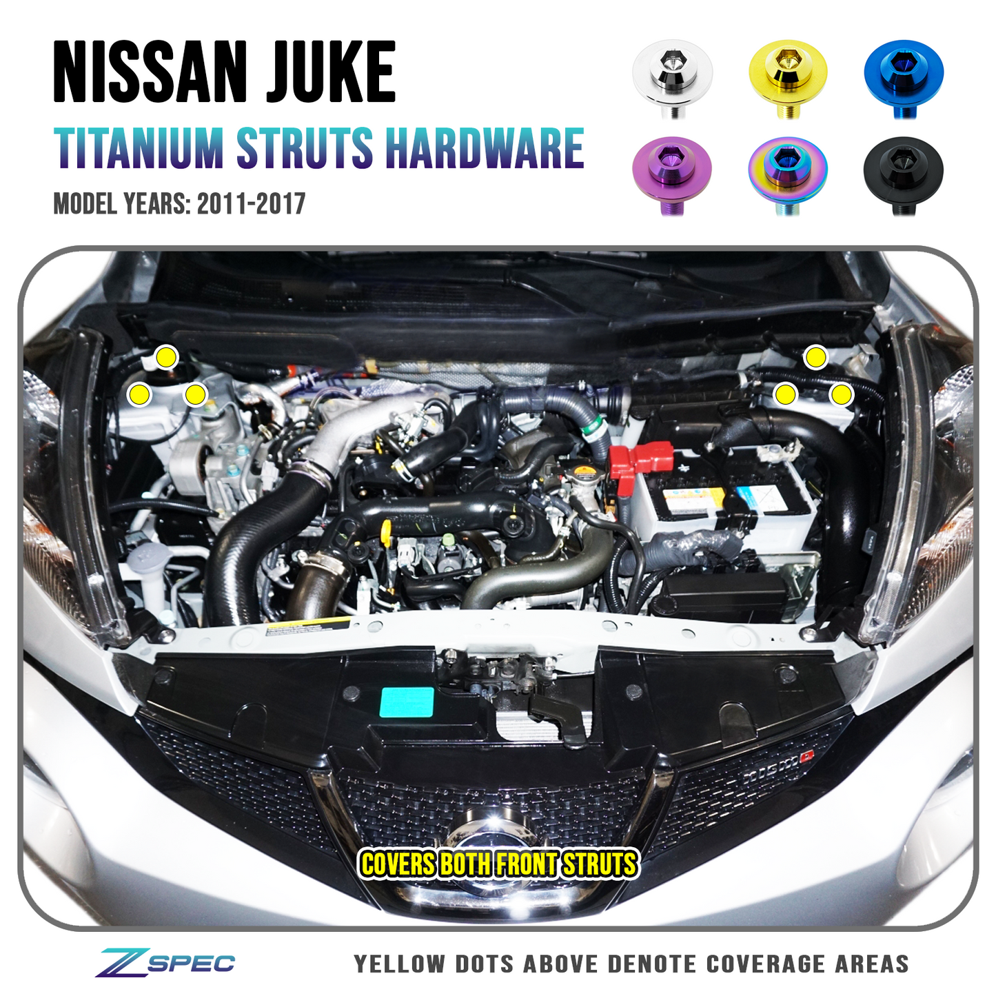 ZSPEC Front Struts Fastener Kit for Nissan Juke, Titanium - ZSD-759833-ZSD-759840-ZSD-759857-ZSD-759864-ZSD-759871-  DRIVEN - 1