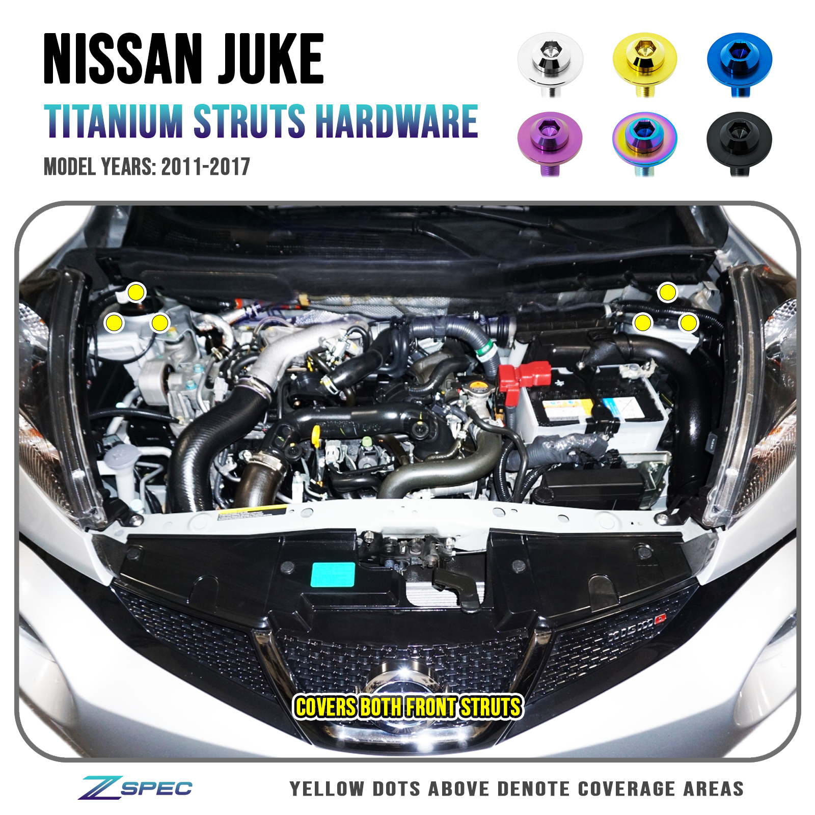ZSPEC Front Struts Fastener Kit for Nissan Juke, Titanium - ZSD-759833-ZSD-759840-ZSD-759857-ZSD-759864-ZSD-759871-  DRIVEN - 1