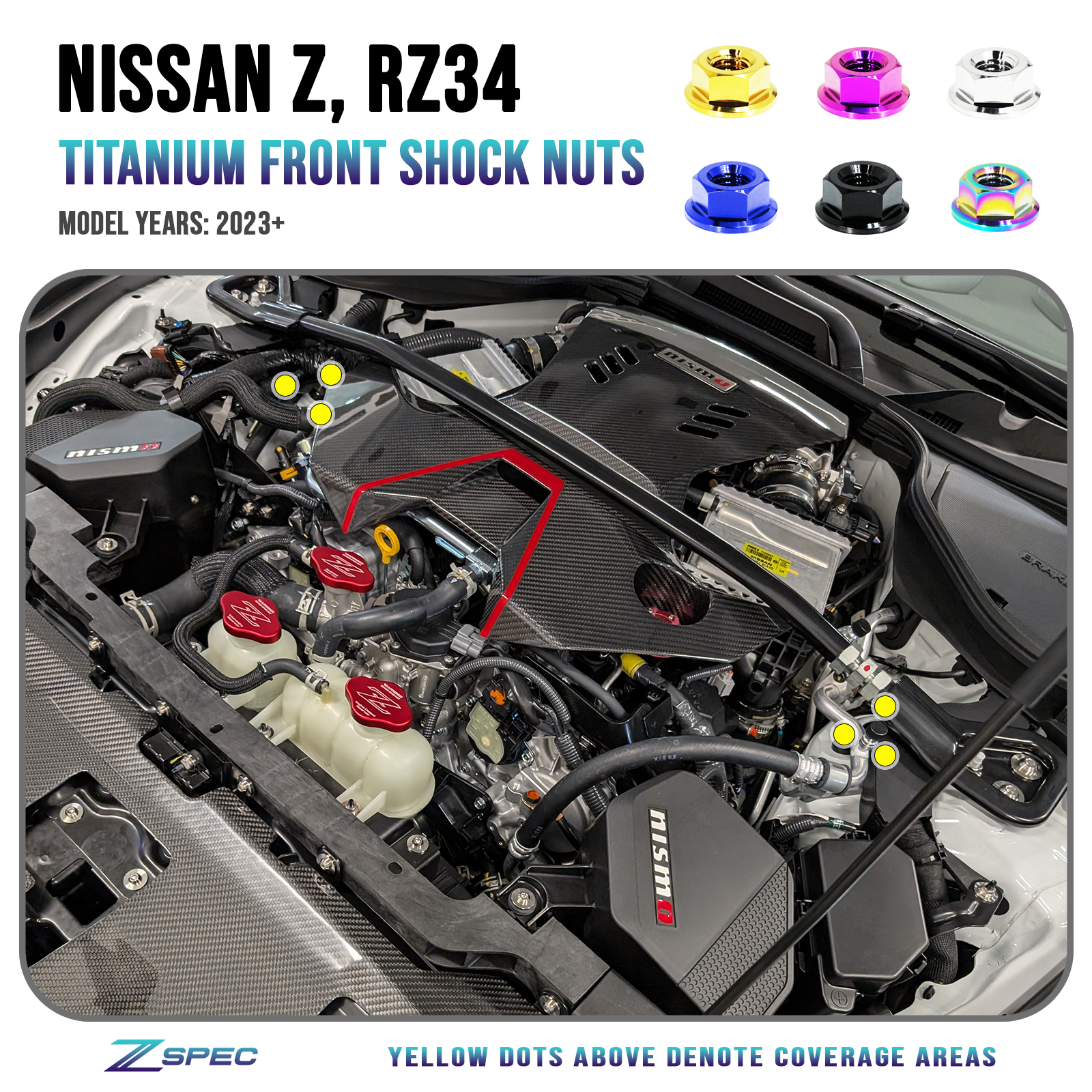 ZSPEC Shock Tower Nuts for '23+ Nissan Z RZ34, Titanium - ZSD-004100-ZSD-004117-ZSD-004124-ZSD-004131-ZSD-004148-  DRIVEN - 1