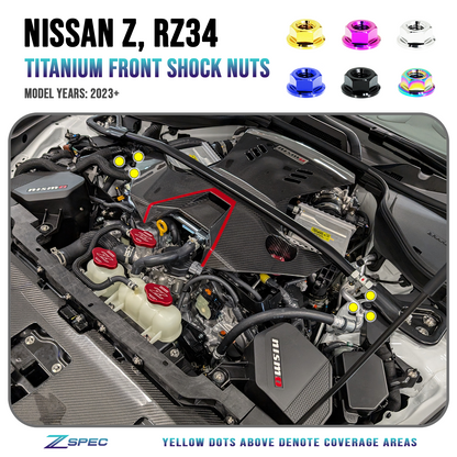 ZSPEC Shock Tower Nuts for '23+ Nissan Z RZ34, Titanium - ZSD-004100-ZSD-004117-ZSD-004124-ZSD-004131-ZSD-004148-  DRIVEN - 1
