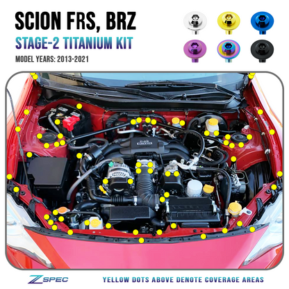 ZSPEC Stage-2 Dress Up Bolts® Fastener Kit for Scion FRS, Subaru BRZ, Toyota 86 '13-21, Titanium - ZSD-574016-ZSD-574023-ZSD-574030-ZSD-574047-ZSD-574054-  DRIVEN - 1