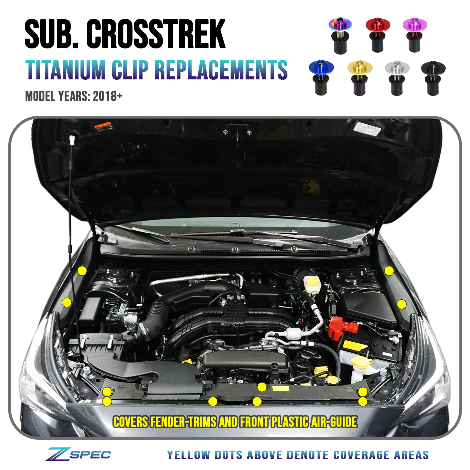 ZSPEC Titanium Plastic Clips Replacement Kit for Subaru CrossTrek '18-24 - ZSD-765162-ZSD-765179-ZSD-765186-ZSD-765193-ZSD-765209-  DRIVEN - 1