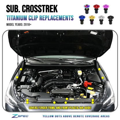 ZSPEC Titanium Plastic Clips Replacement Kit for Subaru CrossTrek '18-24 - ZSD-765162-ZSD-765179-ZSD-765186-ZSD-765193-ZSD-765209-  DRIVEN - 1