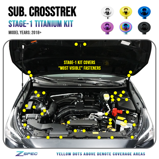 ZSPEC Stage-1 Dress Up Bolts® Fastener Kit for '18-24 Subaru CrossTrek, Titanium - ZSD-765100-ZSD-765117-ZSD-765124-ZSD-765131-ZSD-765148-  DRIVEN - 1