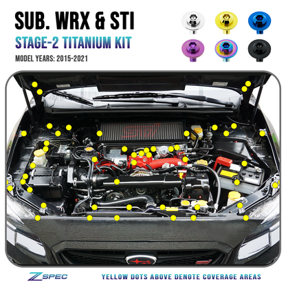 ZSPEC Stage-2 Dress Up Bolts® Fastener Kit for '15-21 Subaru WRX & STI, Grade-5 Titanium - ZSD-573712-ZSD-573729-ZSD-573736-ZSD-573743-ZSD-573750-  DRIVEN - 1