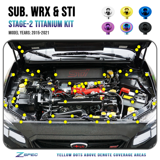 ZSPEC Stage-2 Dress Up Bolts® Fastener Kit for '15-21 Subaru WRX & STI, Grade-5 Titanium - ZSD-573712-ZSD-573729-ZSD-573736-ZSD-573743-ZSD-573750-  DRIVEN - 1