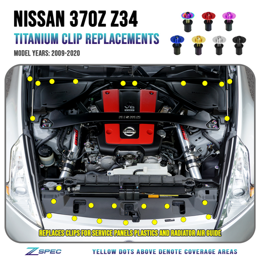 ZSPEC Plastic-Clips Replacement Kit for '09-20 Nissan 370z Z34, Grade-5 Titanium - ZSD-383489-ZSD-383496-ZSD-383502-ZSD-383519-ZSD-383526-  DRIVEN - 1