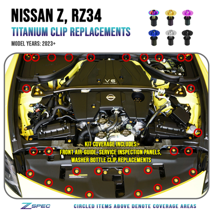 ZSPEC Plastic-Clips Replacement Kit for '23+ Nissan Z RZ34, Grade-5 Titanium - ZSD-383359-ZSD-383366-ZSD-383373-ZSD-383380-ZSD-383397-  DRIVEN - 1