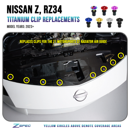 ZSPEC Plastic-Clips Replacements for Z1 Motorsports '23+ Nissan Z RZ34 Radiator Guide, Titanium - ZSD-383700-ZSD-383717-ZSD-383724-ZSD-383731-ZSD-383748-  DRIVEN - 1