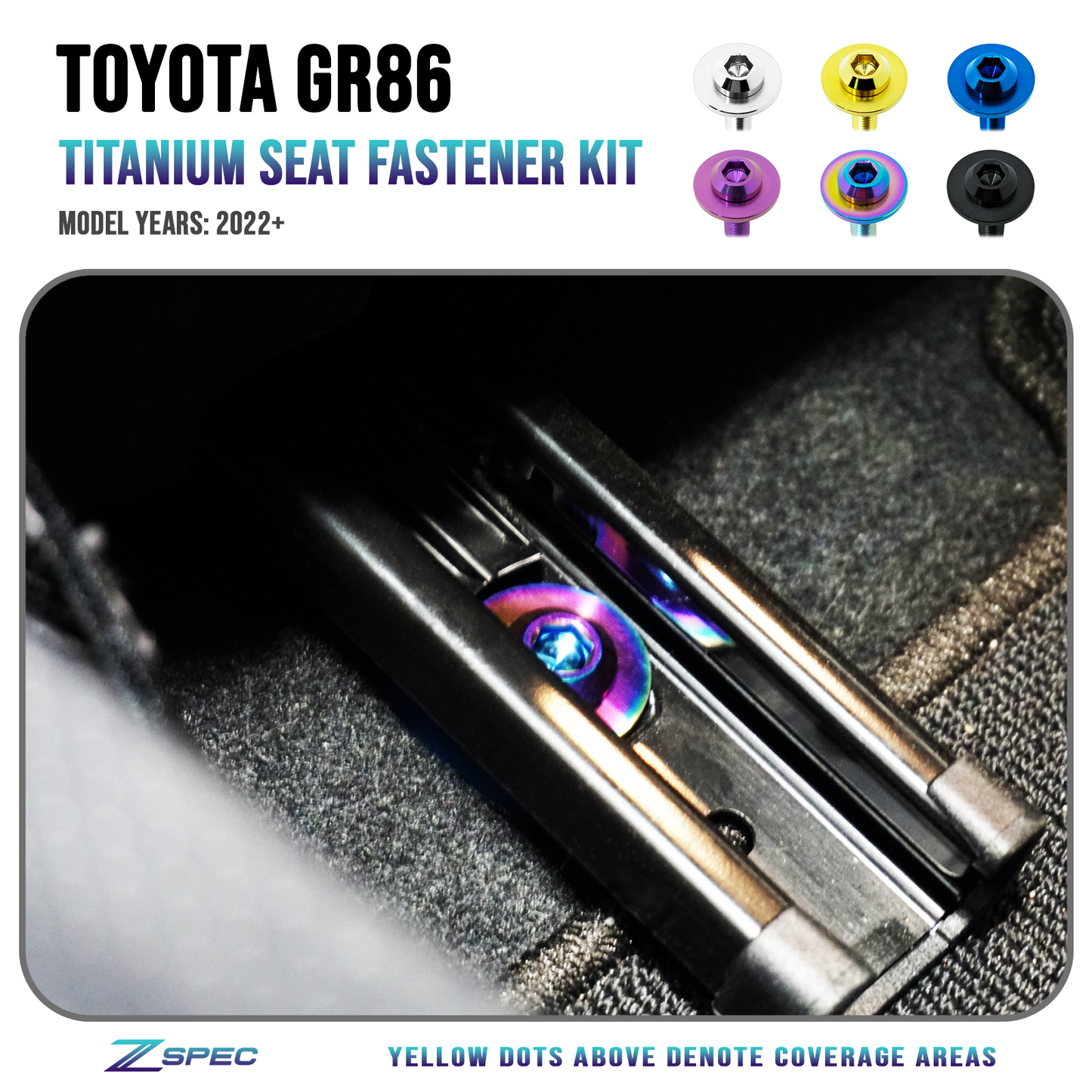 ZSPEC Front Seats Fastener Kit for '22+ Toyota GR86 & Subaru BRZ, Titanium - ZSD-392818-ZSD-392825-ZSD-392832-ZSD-392849-ZSD-392856-  DRIVEN - 1