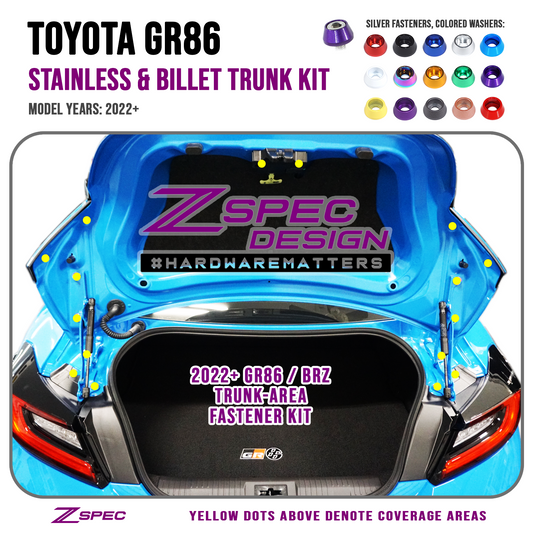 ZSPEC Trunk Area Fastener Kit for '22+ Toyota GR86 & Subaru BRZ, Stainless & Billet - ZSD-393136-ZSD-393143-ZSD-393150-ZSD-393167-ZSD-393174-  DRIVEN - 1