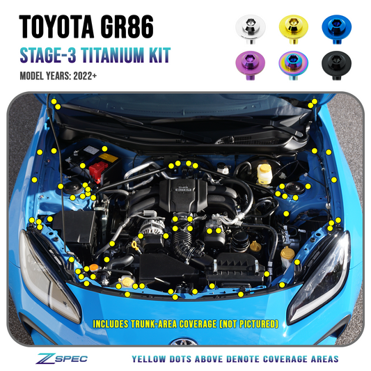 ZSPEC Stage-3 Dress Up Bolts® Fastener Kit for '22+ Toyota GR86 & Subaru BRZ, Titanium - ZSD-392399-ZSD-392405-ZSD-392412-ZSD-392429-ZSD-392436-  DRIVEN - 1