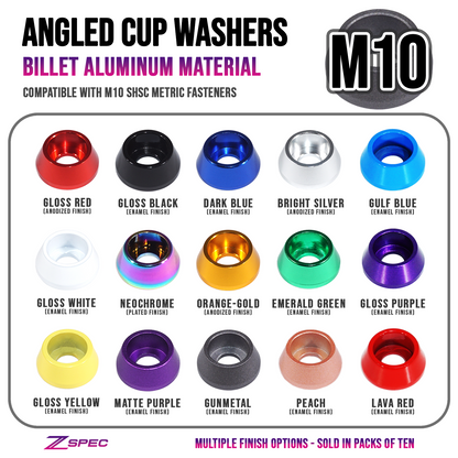 ZSPEC M10 Billet Angled Cup Finish Washers for SHSC Socket-Cap Fasteners, Billet, 10-Pack - ZSD-202711-ZSD-202728-ZSD-202735-ZSD-202742-ZSD-202759-  DRIVEN - 1
