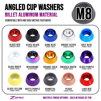 ZSPEC M8 Angled Cup Finish Washers for SHSC Socket-Cap Fasteners, Billet, 10-Pack - ZSD-567827-ZSD-567834-ZSD-567841-ZSD-567858-ZSD-567865-  DRIVEN - 1