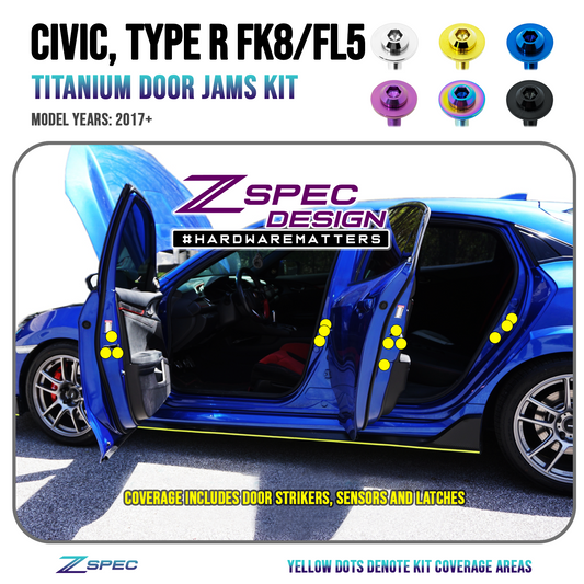 ZSPEC Dress Up Bolts® Door-Jam Area Fastener Kit for the Civic FK8 Type R, Titanium - ZSD-203596-ZSD-203602-ZSD-203619-ZSD-203626-ZSD-203633-  DRIVEN - 1
