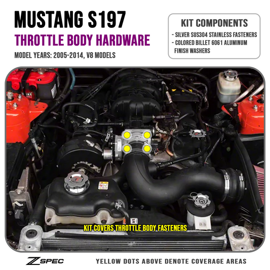 ZSPEC Throttle Body Fastener Kit for '05-14 Mustang S197 & '15-21 S550 V8 Models, Stainless & Billet - ZSD-378218-  DRIVEN - 2