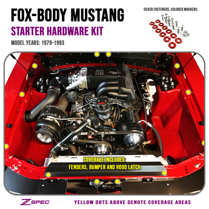 ZSPEC Fenders/Bumper/Hood Latch Kit, Mustang Fox-Body, Stainless & Billet - ZSD-564482-  DRIVEN - 28