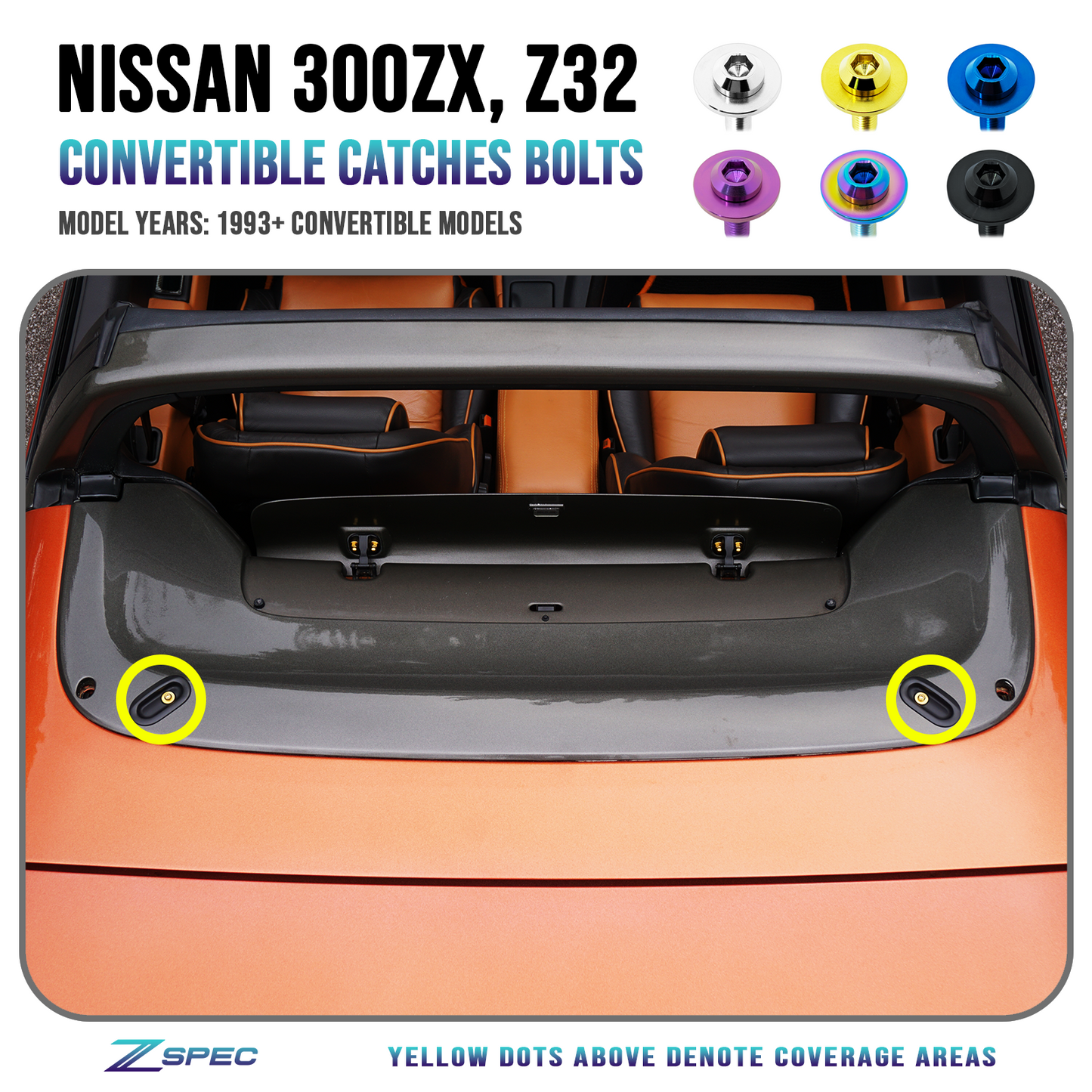 ZSPEC Convertible Deck Catch Fasteners for '93-96 Nissan 300zx, Titanium - ZSD-390418-ZSD-390425-ZSD-390432-ZSD-390449-ZSD-390456-  DRIVEN - 1