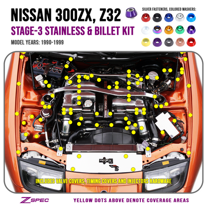 ZSPEC Stage-3 Dress Up Bolts® Fastener Kit for '90-99 Nissan 300zx Z32, Stainless & Billet - ZSD-190346-ZSD-190353-ZSD-190360-ZSD-190377-ZSD-190384-  DRIVEN - 1