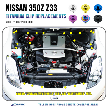 ZSPEC Titanium Clips Replacements for '03-09 Nissan 350z Z33 - ZSD-383410-ZSD-383427-ZSD-383434-ZSD-383441-ZSD-383458-  DRIVEN - 1