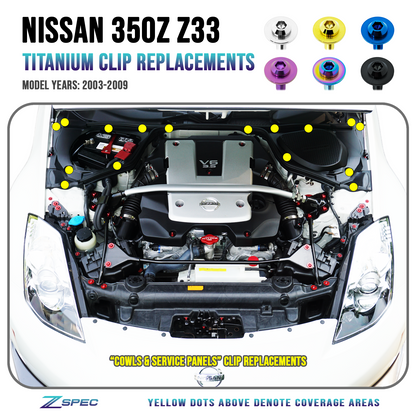 ZSPEC "Cowls & Service-Panels Only" Clips Replacement Kit for Nissan 350z Z33, Titanium - ZSD-383557-ZSD-383564-ZSD-383571-ZSD-383588-ZSD-383595-  DRIVEN - 1