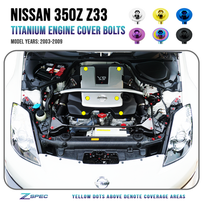 ZSPEC Engine Cover Fasteners for '03-09 Nissan 350z DE & HR, Grade-5 Titanium - ZSD-202865-ZSD-202872-ZSD-202889-ZSD-202896-ZSD-202902-  DRIVEN - 1