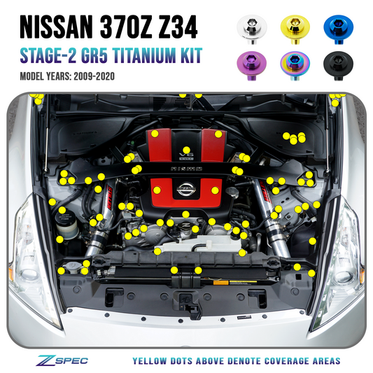 ZSPEC Stage-2 Dress Up Bolts® Hardware Kit, '09-20 Nissan 370z Z34, Titanium - ZSD-380792-ZSD-380808-ZSD-380815-ZSD-380822-ZSD-380839-  DRIVEN - 1