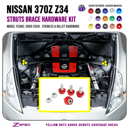 ZSPEC Strut Brace Fastener Kit for Nissan 370z, Stainless & Billet Hardware - ZSD-013256-ZSD-013263-ZSD-013270-ZSD-013287-ZSD-013294-  DRIVEN - 1