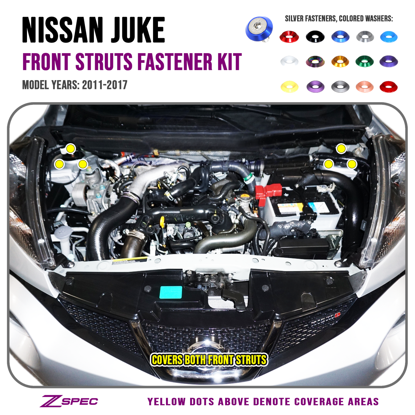 ZSPEC Front Struts Fastener Kit for Nissan Juke, Stainless & Billet - ZSD-760044-ZSD-760051-ZSD-760068-ZSD-760075-ZSD-760082-  DRIVEN - 1
