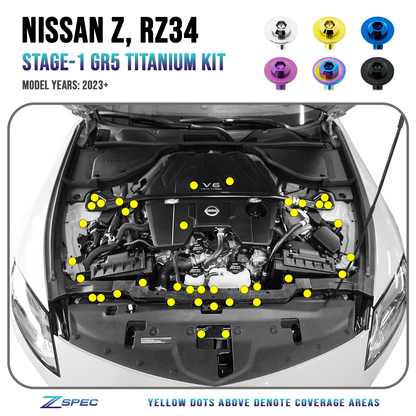 ZSPEC Stage-1 Dress Up Bolts® Hardware Kit for Nissan Z RZ34, Titanium - ZSD-389764-ZSD-389771-ZSD-389788-ZSD-389795-ZSD-389801-  DRIVEN - 1