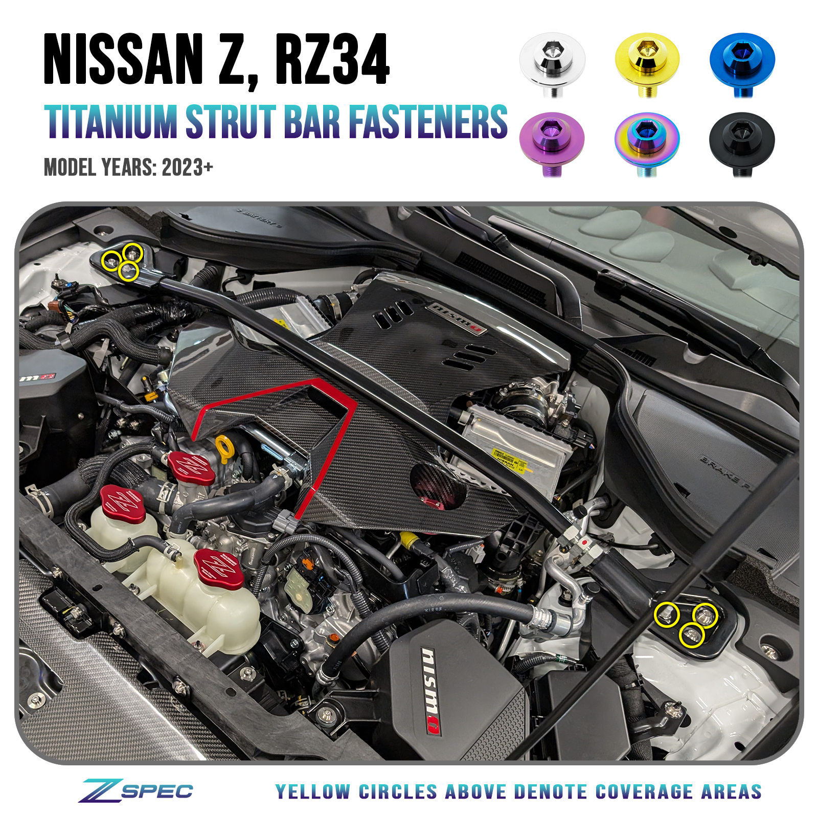 ZSPEC Strut Tower Brace/Bar Fastener Kit for '23+ Nissan Z RZ34, Titanium - ZSD-003875-ZSD-003882-ZSD-003899-ZSD-003905-ZSD-003912-  DRIVEN - 1