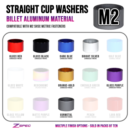 ZSPEC Billet Straight Cup Finish Washers for M2 SHSC Socket-Cap Fasteners, 10-Pack - ZSD-376597-ZSD-376603-ZSD-376610-ZSD-376627-ZSD-376634-  DRIVEN - 1