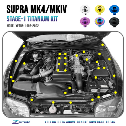 ZSPEC Stage-1 Dress Up Bolts® Fastener Kit for '93-02 Toyota Supra MKIV, Titanium - ZSD-201417-ZSD-201424-ZSD-201431-ZSD-201448-ZSD-201455-  DRIVEN - 1